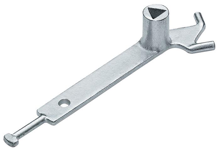 Dreikantschlüssel DIN 3223 mit Haken Stahlguss verzinkt passend für Absperrpfosten URBANUS