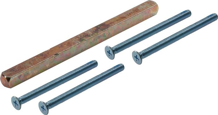 Befestigungsset 64 72 mm M5 x 65 Vierkant 8 mm Drückergarnitur Stift 114- 8x8 mm + Schr. M5 x 65