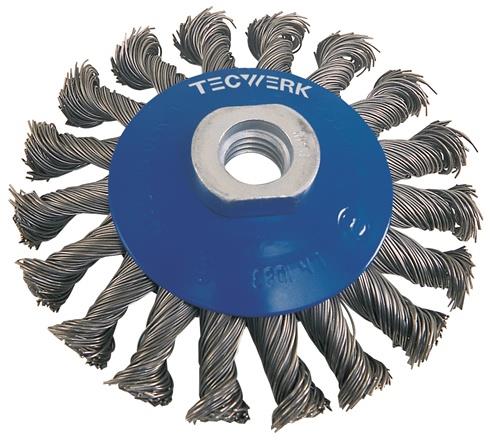 Kegelbürste D.100mm Drahtstärke 0,35mm VA 13mm 12500min-¹ TECWERK