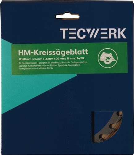 Handkreissägeblatt AD 160mm Z.24 WZ Schnitt-B.2,6mm TECWERK