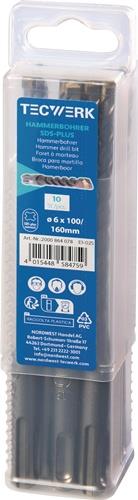 Hammerbohrer Großpackung D.10,0mm Arbeits-L.100mm L.160mm SDS-plus 10 St.TECWERK