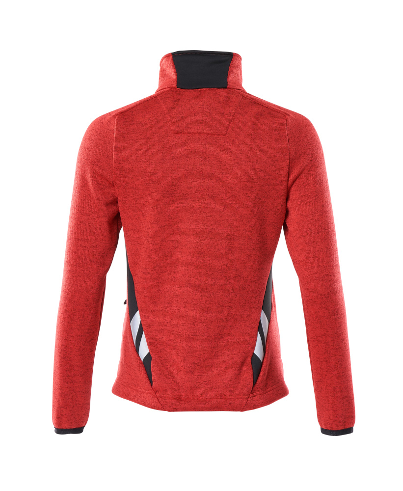 Damen-Passform Strickpullover mit Reißverschluss ACCELERATE Verkehrsrot/Schwarz S