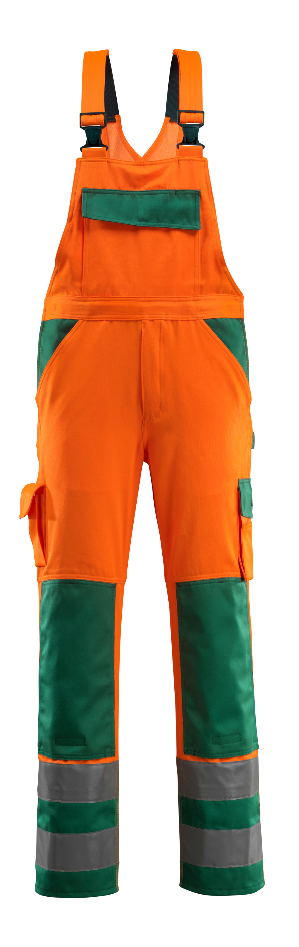 Latzhose mit Knietaschen SAFE COMPETE Hi-vis Orange/Grün 82C50
