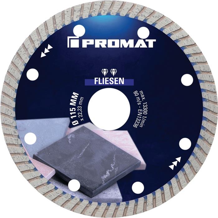 Diamanttrennscheibe FLIESEN PRO T Segmenthöhe 7 mm Segmentstärke 1,6 mm Winkelschleifer 115 mm 13300 min-¹