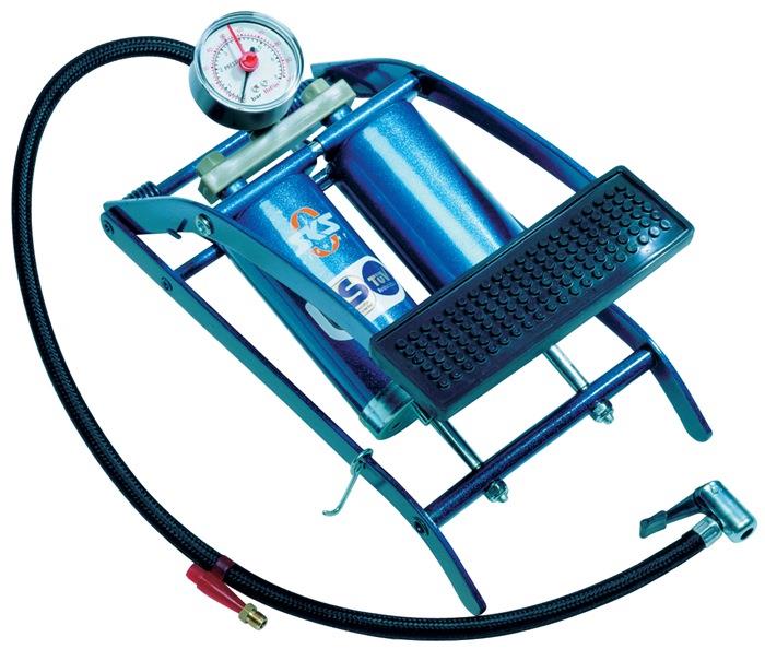 Fußluftpumpe 5 bar Doppelzylinder mit Manometer