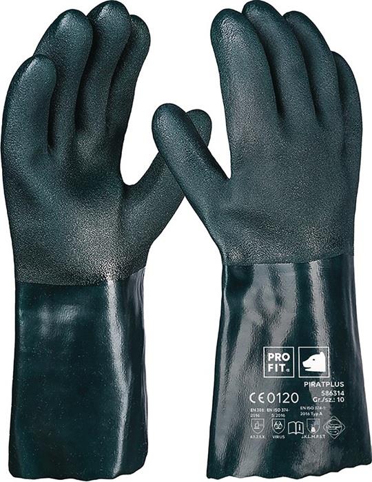 Chemikalienschutzhandschuhe Pirat Größe 10 grün PVC EN 388, EN ISO 374-1 PSA-Kategorie III PRO FIT