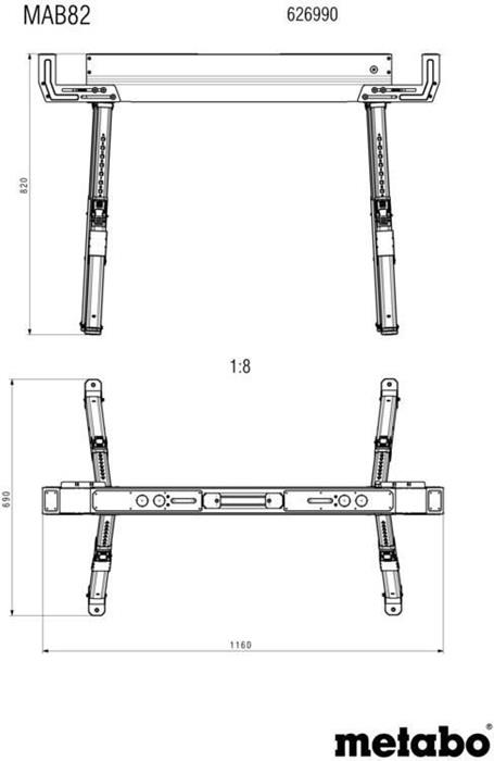 Arbeitsbock MAB 82 615 - 820 mm 590 kg METABO