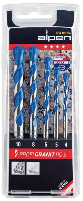 Steinbohrersatz PROFI GRANIT 5-teilig Ø 4, 5, 6, 8, 10 mm ALPEN