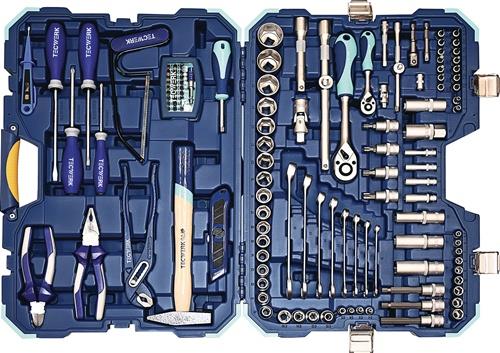 Steckschlüssel-/Handwerkzeugkoffer 131-tlg.m.Ring-Maulschlüsseln TECWERK