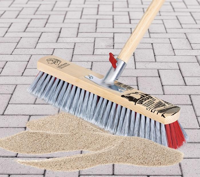 Besen URSUS Kunststoff/Holz Länge 400 mm PP Borsten grau, Stielhalter PEGGY PERFECT