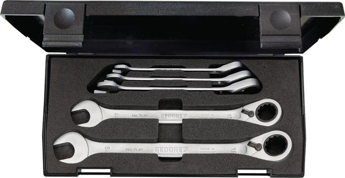 Maulringratschenschlüsselsatz 7 UR-005 5-teilig Schlüsselweiten 8-19 mm umschaltbar GEDORE