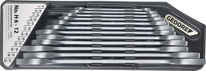 Doppelmaulschlüsselsatz H 6-120 12-teilig SW6-32 mm CV-Stahl verchromt GEDORE