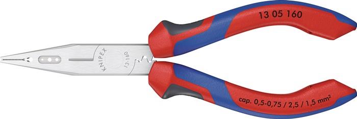 Verdrahtungszange Länge 160 mm 0,5-0,75 / 1,5 / 2,5 mm² verchromt Comfort-Griff KNIPEX