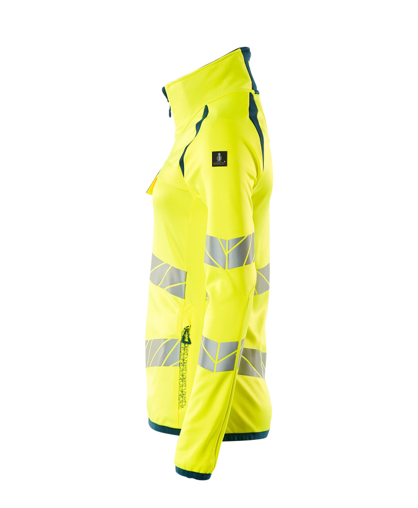 Damen-Passform Fleecejacke ACCELERATE SAFE Hi-vis Gelb/Dunkelpetroleum L