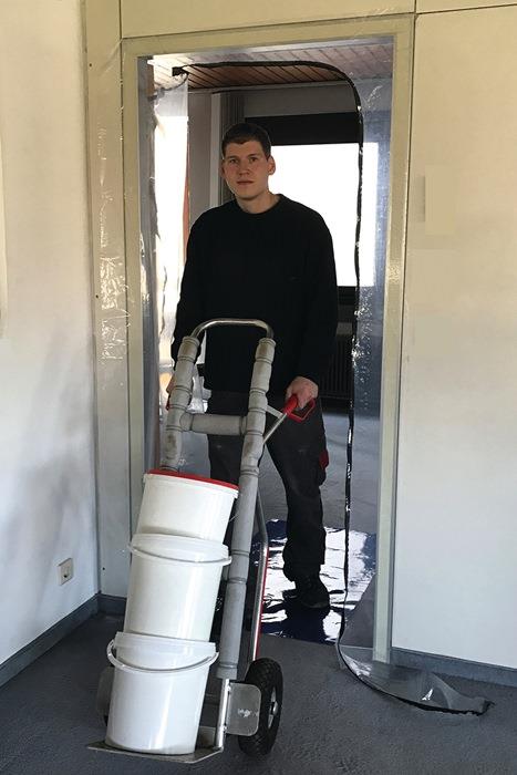 Staubschutztür DUO 1 Folie / 1 Rolle Klebeband Tuch 2,2 x 1,1 m/Band 7 m x 36,6 mm geeignet für S-Form, mit Klebeband KIRCHNER