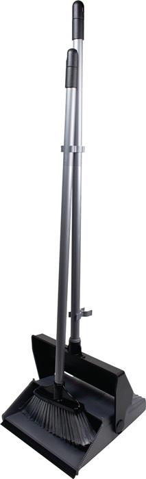 Kehrset Alu-Stiel mit Klappschaufel und Besen schwarz/silber