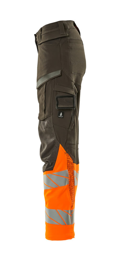 Damen-Passform DIAMOND Hose mit Knietaschen ACCELERATE SAFE Dunkelanthrazit/Hi-vis Orange 82C50