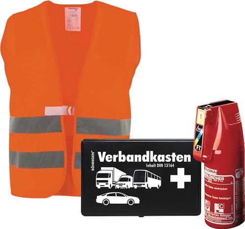 KFZ-Sicherheitspaket Set besthend aus Feuerlöscher, Warnweste, Verbandkasten