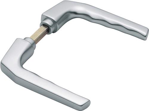 Türdrückerpaar Frankfurt 117L Alu.F1 o.Rosetten 4-KT.8mm HOPPE