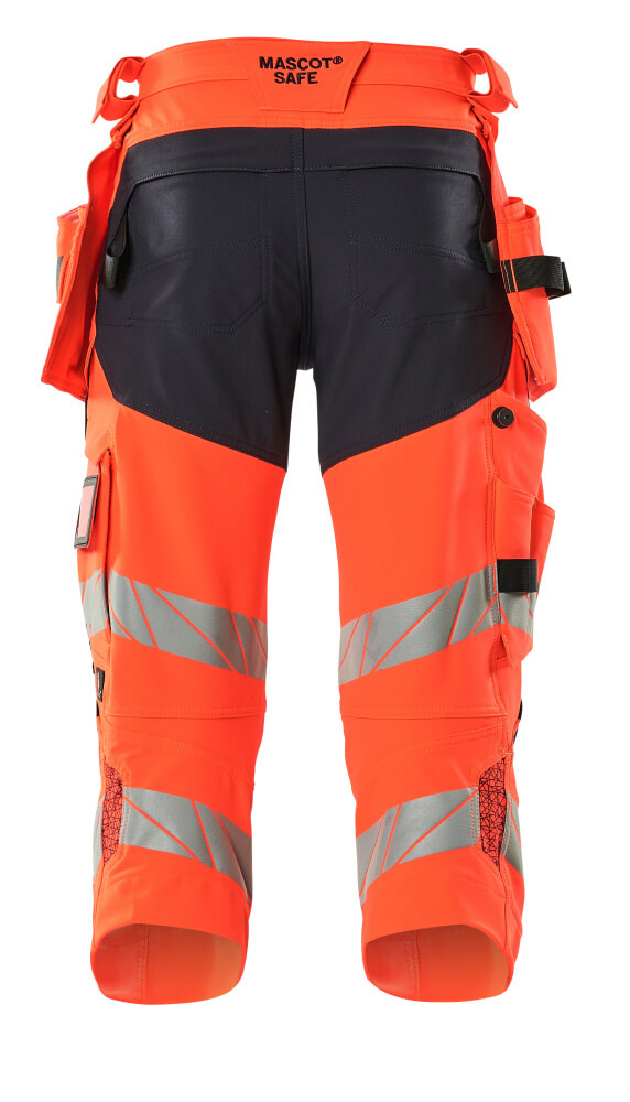 Dreiviertel-Hose mit Hängetaschen ACCELERATE SAFE Hi-vis Rot/Schwarzblau C48