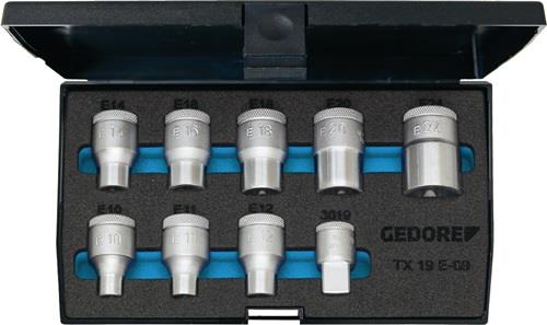 Steckschlüsselsatz TX 19 E-09 9-tlg.1/2 Zoll E10-E24 GEDORE