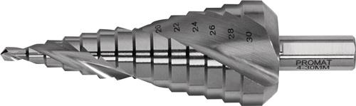 Stufenbohrer Bohrber.4-30mm HSS Spiralnut Z.2 Stufen 14 PROMAT