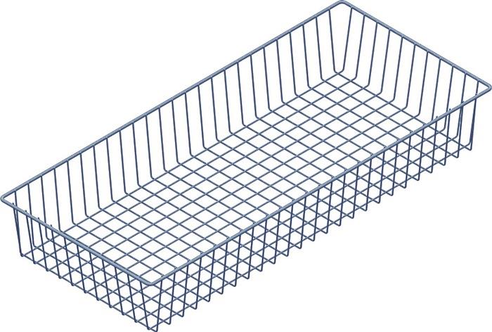Drahtkorb Höhe 120 mm Breite 800 mm Tiefe 350 mm weißaluminium mit 2 Trägern ALFER ELEMENT SYSTEM