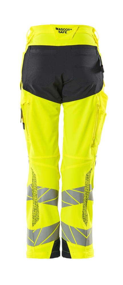 Damen-Passform DIAMOND Hose mit Knietaschen ACCELERATE SAFE Hi-vis Gelb/Schwarzblau 76C48