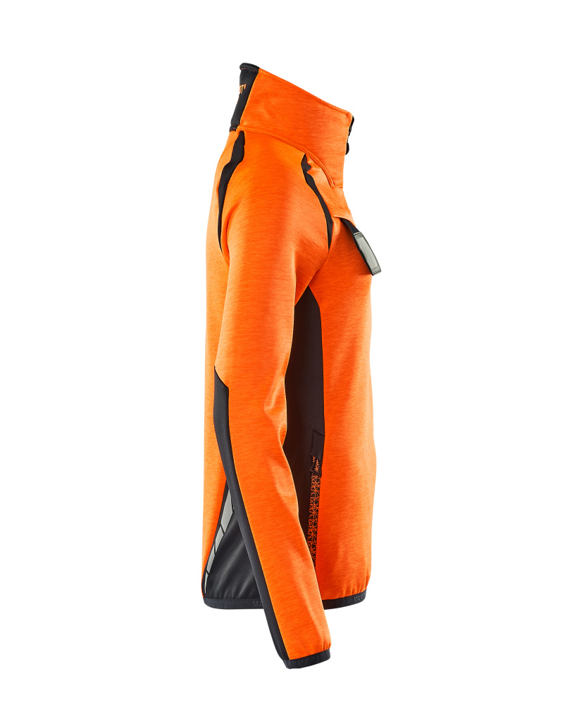Damen-Passform Fleecejacke mit kurzem Reißverschluss ACCELERATE SAFE Hi-vis Orange/Schwarzblau L