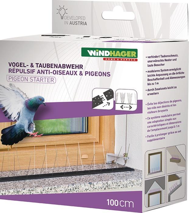 Vogel- und Taubenabwehr Starter Set Schutz bis 1 m, 36 Spikes Kunststoff WINDHAGER