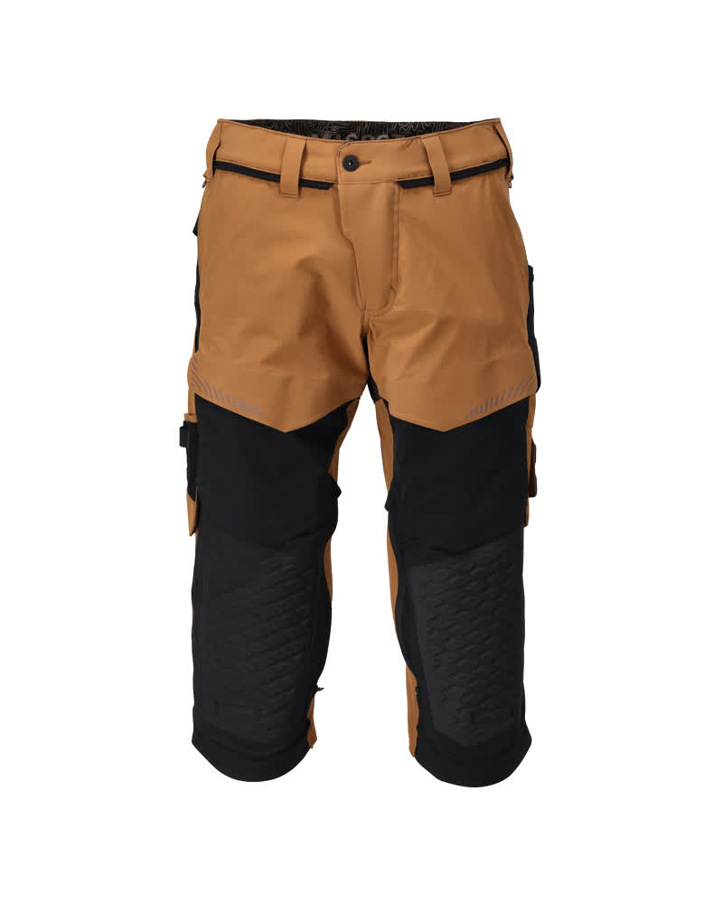 Dreiviertel-Hose mit Knietaschen CUSTOMIZED Nussbraun/Schwarz C64