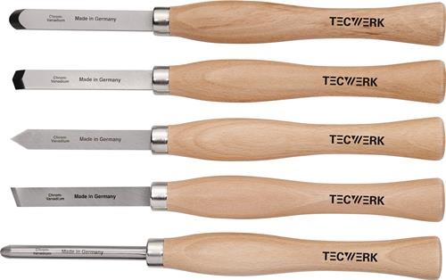 Drechslerbeitelsatz Abstech-,Hohl-,Schräg-,Spitz-,Rundmeißel 5-tlg.Ku.-Tasche TW