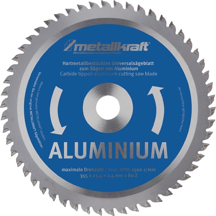 Metallkreissägeblatt Sägeblatt Ø 355 mm Breite 2,4 mm HM Bohrungs Ø 25,4 mm Aluminium
