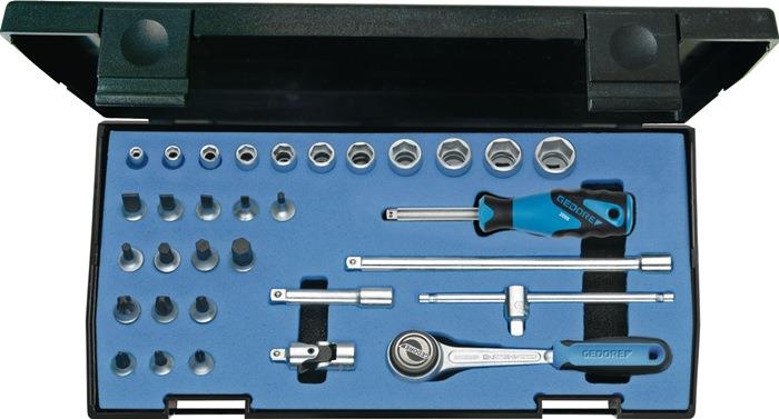 Steckschlüsselsatz 20 IMU-3 32-teilig 1/4 ″ Schlüsselweiten 4-14 mm Anzahl Zähne 72 6-Kant GEDORE