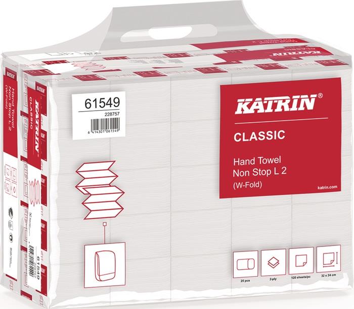 Falthandtuch Katrin Classic L 2 2-lagig weiß L.ca.240 mm xB.ca.320 mm 3000 Tücher/KT ELOS