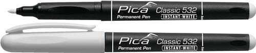 Permanentmarker INSTANT WHITE weiß Strich-B.1-2mm Stift m.Clip PICA