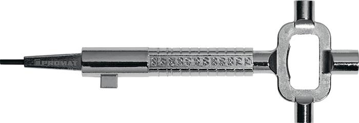 Bautenschlüssel Universal inkl. Mitnehmer für PZ-Schlösser Stahl matt vernickelt PROMAT