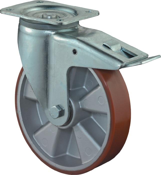 Schwerlastlenkrolle mit Feststeller Gusspolyurethan 135 mm 110 mm 125 mm 178 mm 450 kg