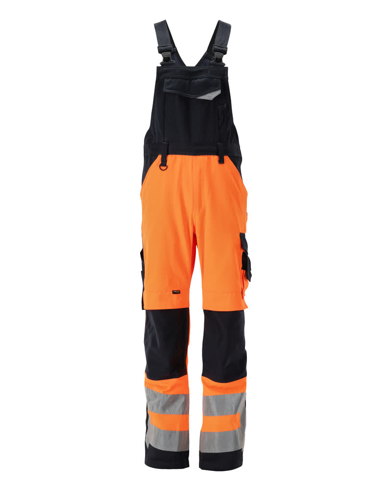 Latzhose mit Knietaschen SAFE SUPREME Hi-vis Orange/Schwarzblau 76C46