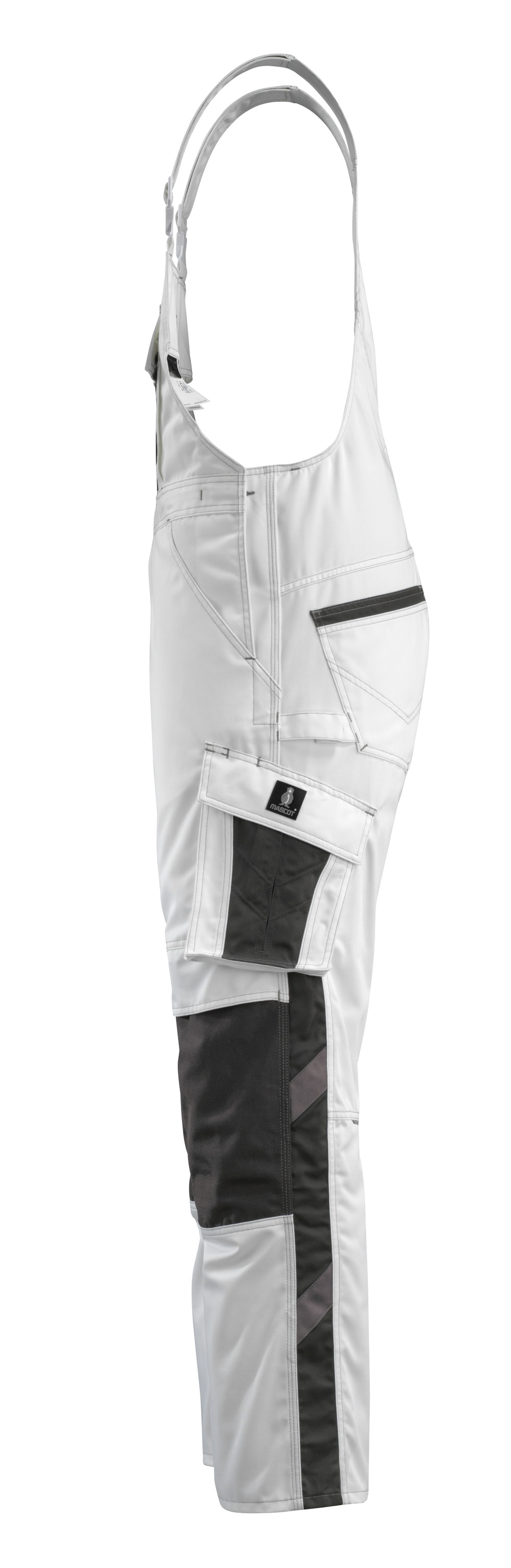 Latzhose mit Knietaschen UNIQUE Weiß/Dunkelanthrazit 76C48
