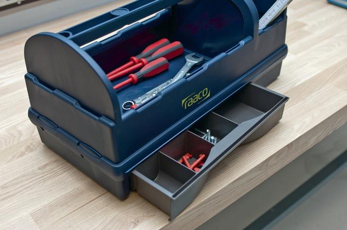 Werkzeugträger Open Toolbox B.476xT.228xH.230mm offen m.Schubfach f.Kleinteile dkl.-blau, a.PP RAACO
