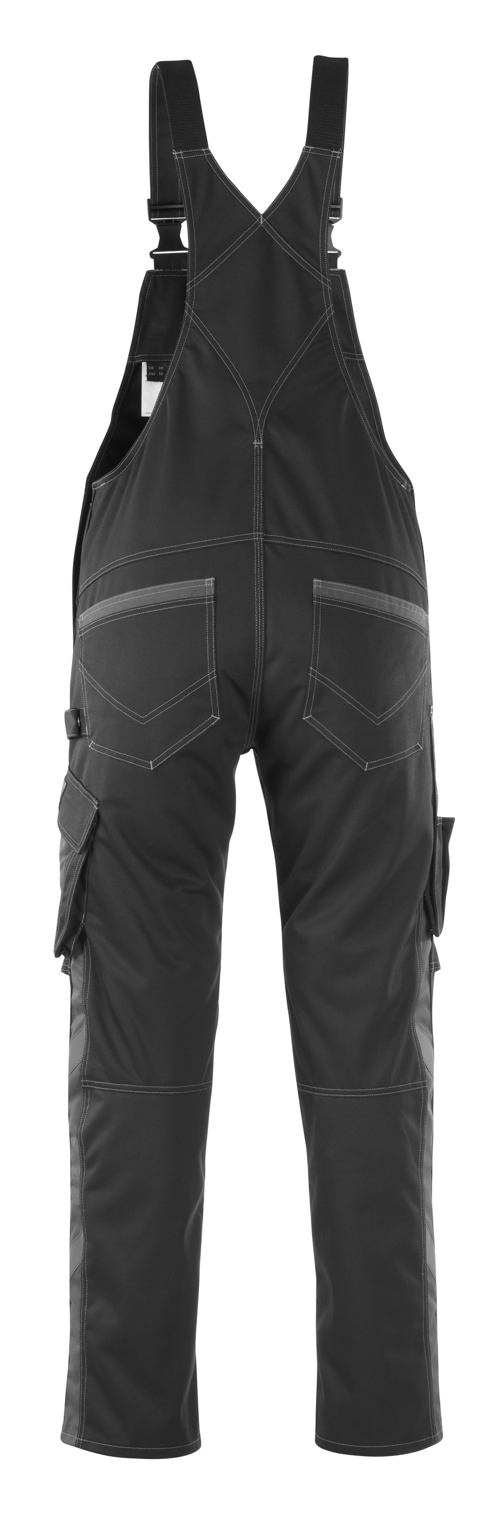 Latzhose mit Knietaschen UNIQUE Schwarz/Dunkelanthrazit 76C48