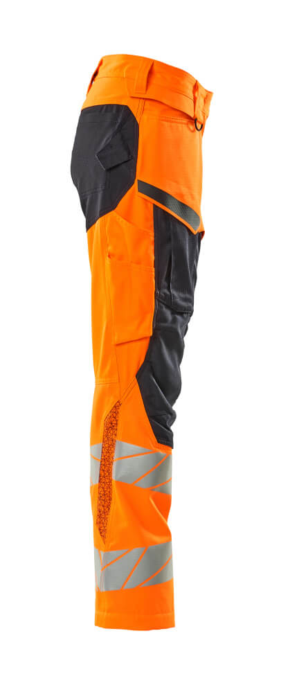 Damen-Passform DIAMOND Hose mit Knietaschen ACCELERATE SAFE Hi-vis Orange/Schwarzblau 82C50