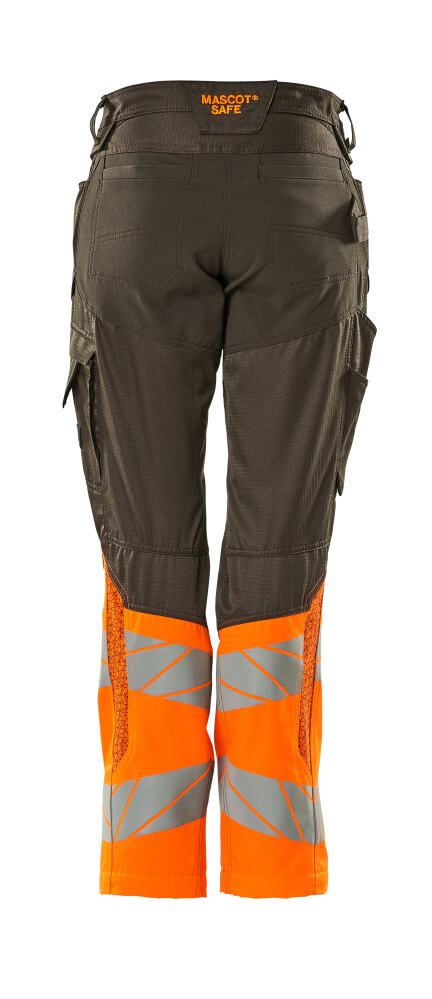 Damen-Passform DIAMOND Hose mit Knietaschen ACCELERATE SAFE Dunkelanthrazit/Hi-vis Orange 82C50