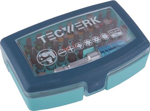 Bitsortiment Torsión 32-tlg.Schlitz/PH/PZD/TX/TX-BO/6Kt.Torsionsbits TECWERK