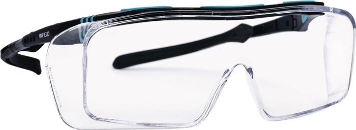 Über- und Besucherbrille Ontor EN 166 Fassung: schwarz türkis Scheibe: klar Polycarbonat INFIELD SAFETY