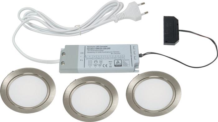 Einbauleuchten-Set Chip 58 Neutralweiß 12 V 4 W Rahmenfarbe Edelstahloptik L&S