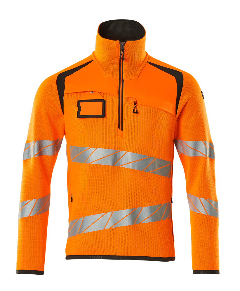Strickpullover mit kurzem Reißverschluss ACCELERATE SAFE Hi-vis Orange/Dunkelanthrazit 5XL