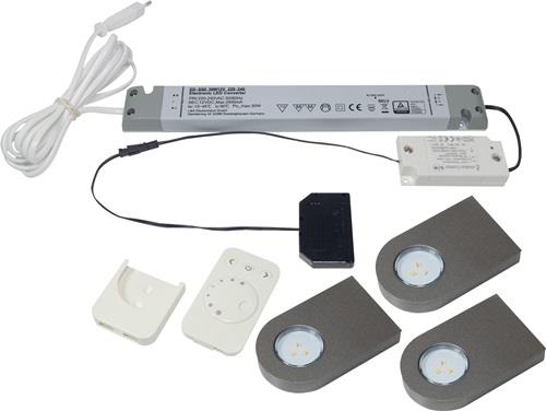 Anbauleuchten-Set Glaspoint emotion warmweiß 12V 0,8 W Rahmenfarbe VA LundS