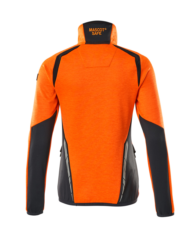 Damen-Passform Fleecejacke mit kurzem Reißverschluss ACCELERATE SAFE Hi-vis Orange/Schwarzblau L